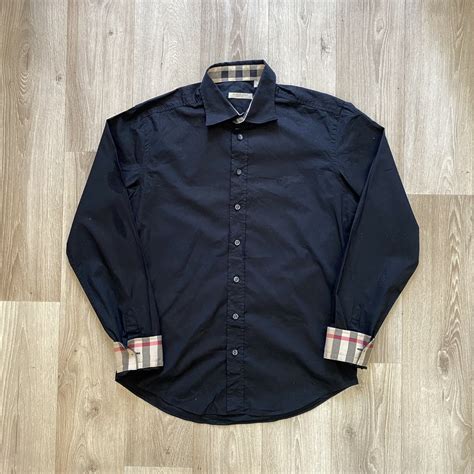 burberry button up black|Burberry Button.